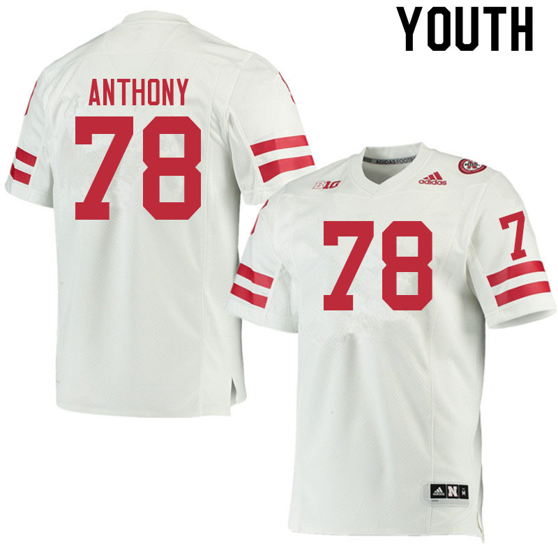 Youth #78 Hunter Anthony Nebraska Cornhuskers College Football Jerseys Sale-White - Click Image to Close